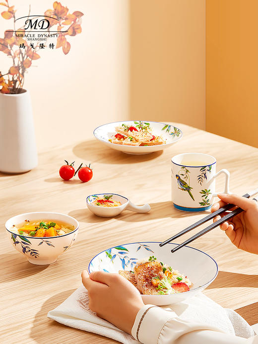 【玛戈隆特】骨瓷餐具鹦鹉碗碟套装家用创意中式礼盒 商品图4