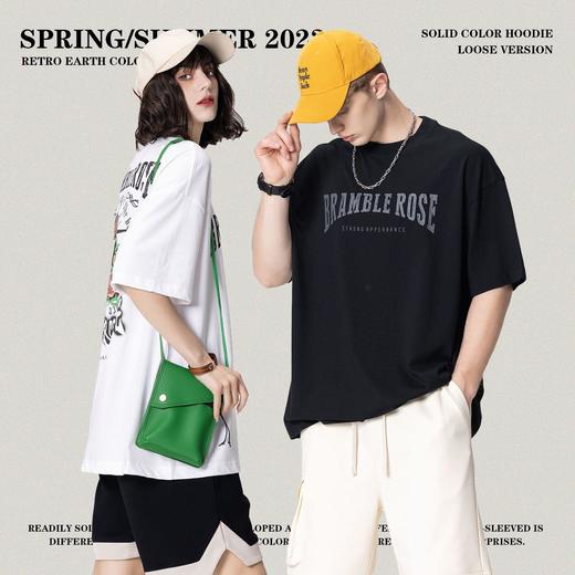 RS男装|2023春夏230g字母玫瑰数码印花短袖欧美街头复古潮牌T恤男 商品图3