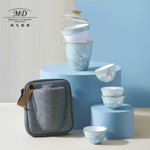 【玛戈隆特】骨瓷茶具行云7头旅行便携4人用泡茶中式套装 商品图0
