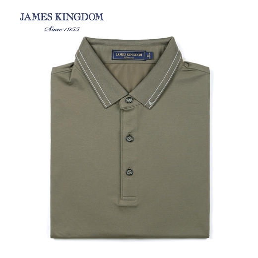 商场同款  占姆士男士含桑蚕丝纯色商务翻领短袖POLO衫     一款三色     青绿&豆绿&上青 商品图2