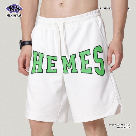 RS男装|2023夏季300g字母发泡胶浆印花短裤欧美运动潮牌休闲裤男 商品图4