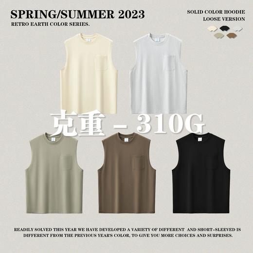 RS男装|2023夏季310g重磅品质纯棉纯色背心欧美潮牌街头男女无袖t 商品图2