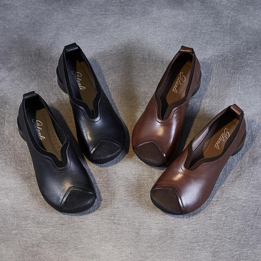 ZM 231239真皮软底软面舒适深口低跟休闲懒人单鞋 商品图3