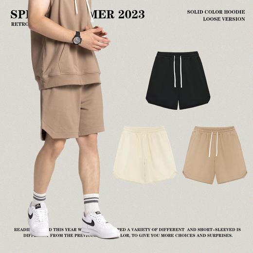 RS男装|2023夏季300克毛圈重磅纯色男士短裤宽松休闲款男女五分裤 商品图0