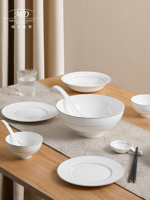 【玛戈隆特】白金岁月6人份骨瓷餐具套装家用创意碗碟盘子勺子 商品图2