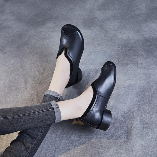 ZM 231239真皮软底软面舒适深口低跟休闲懒人单鞋 商品图2