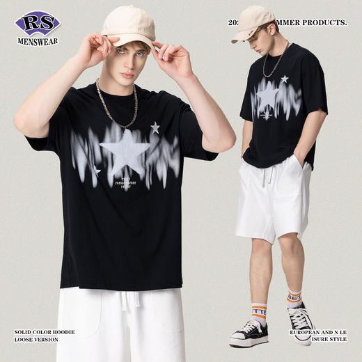 RS男装|2023春夏季270g星星渐变数码印花短袖复古街头潮牌男士T恤 商品图1
