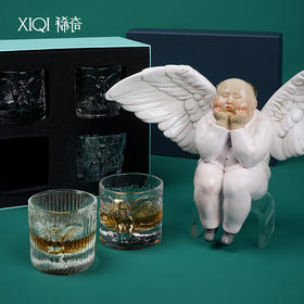 稀奇艺术天使浮雕威士忌冷水洋酒玻璃杯子结婚生日礼品盒装