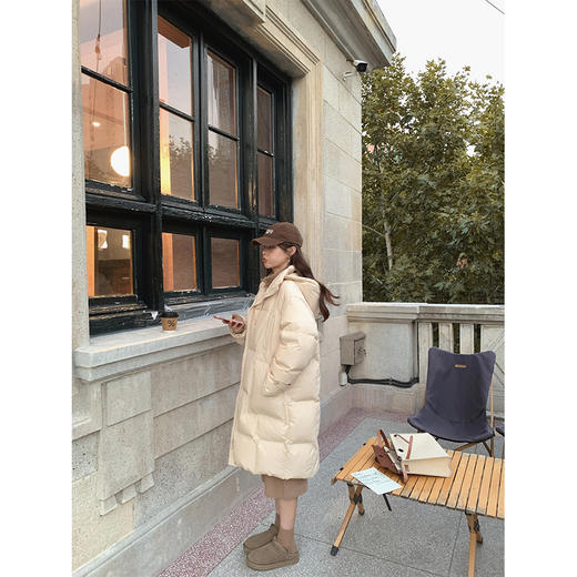 金蘑菇菇  小奶黄羽绒服 / 长款羽绒冬天随手一裹的快乐 连帽外套 商品图4