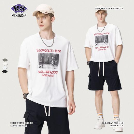 RS男装|2023夏季新品复古胶片数码印花短袖欧美潮牌男士休闲T恤 商品图4