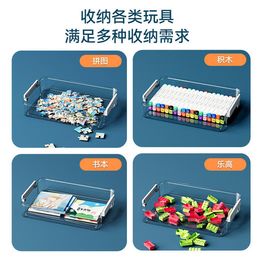 【拼图积木收纳小能手】透明拼图收纳盒 乐高积木分类整理盒 防尘大容量透明玩具收纳盒 扁平浅盒 找物更便捷 商品图1