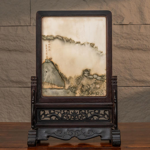 清 红木镶云石插屏 商品图0