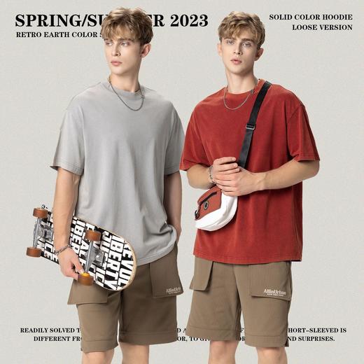 RS男装|2023春夏270g水洗盐炒做旧短袖欧美复古宽松潮牌T恤男跨境 商品图3