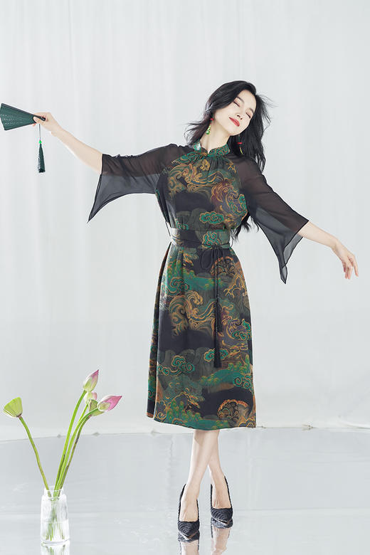 逸红颜明月优选#『观夏』22姆米珍珠缎改良国风新中式香云纱连衣裙，优雅贵气，复古典雅！！现货秒发 商品图11