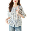 小众百搭，青花瓷小碎花短袖衬衫女装夏新款设计感上衣MJ-35085 商品缩略图4