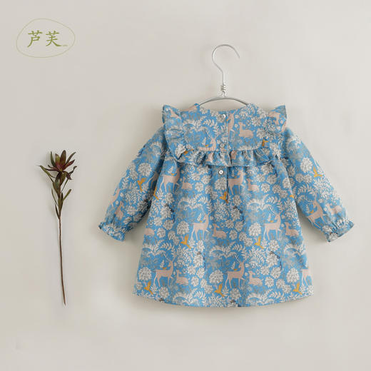 【马克珍妮 芦芙】秋装新款 女童林中小鹿纯棉连衣裙231532 商品图2