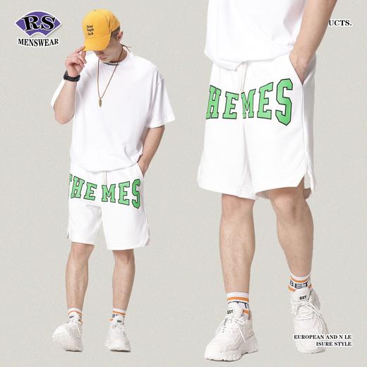 RS男装|2023夏季300g字母发泡胶浆印花短裤欧美运动潮牌休闲裤男 商品图3