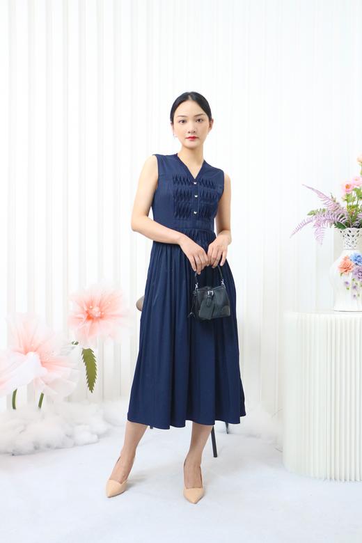 B--千年情话—梁祝绀色排褶无袖连衣裙LZ3S18 商品图4