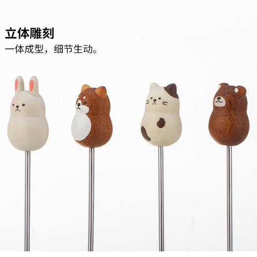 日本牌 Animal系列实木动物头叉勺 不锈钢餐具甜品勺咖啡勺水果叉 商品图8
