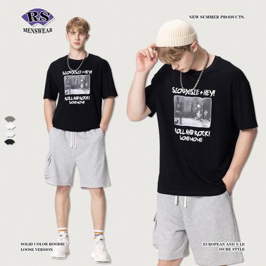 RS男装|2023夏季新品复古胶片数码印花短袖欧美潮牌男士休闲T恤 商品图1