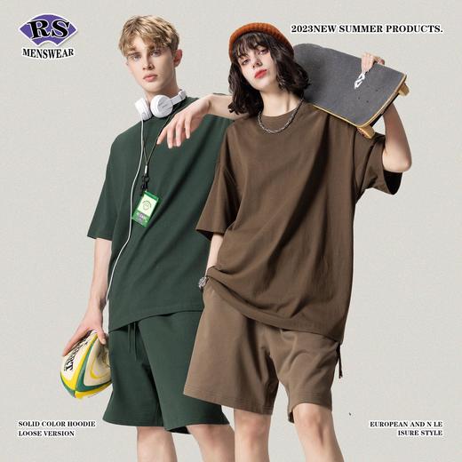 RS男装2023春夏重磅270g纯色短袖欧美大地色宽松潮牌t恤短袖男t恤 商品图1