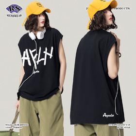 RS男装|2023春夏270g新款简约字母印花背心欧美街头潮牌男士无袖t