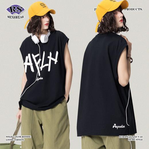 RS男装|2023春夏270g新款简约字母印花背心欧美街头潮牌男士无袖t 商品图0