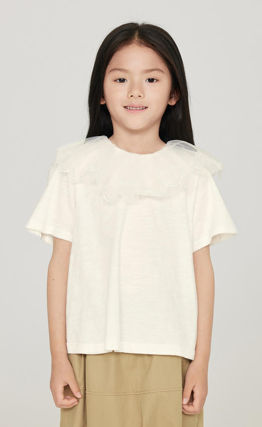 jnby  23年秋款  娃娃领直筒短袖T恤  1N7113080 商品图6