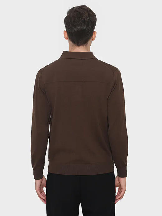 callisto咖色超细羊毛翻领净色毛衣  FRKNW073C 商品图2