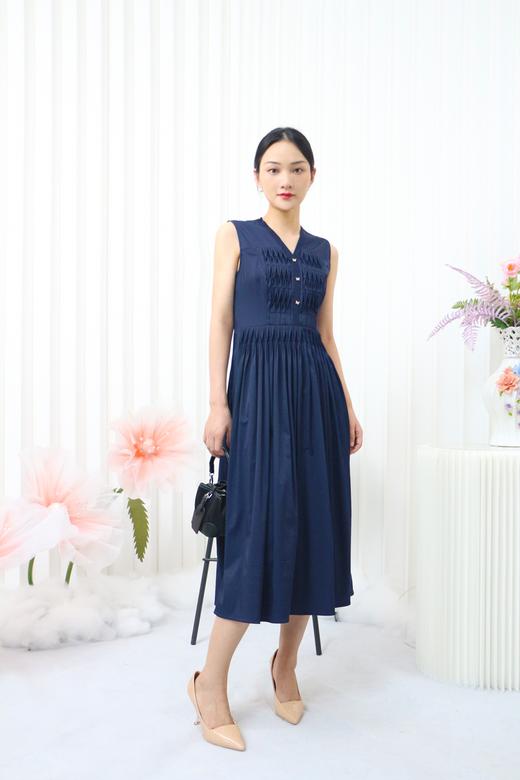 B--千年情话—梁祝绀色排褶无袖连衣裙LZ3S18 商品图0