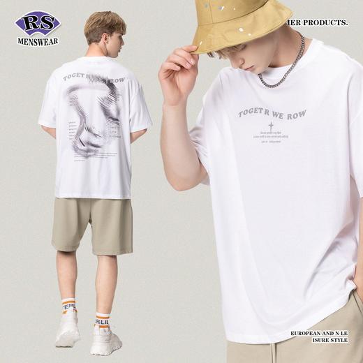 RS男装|2023夏季230g新款意识流水浆印花短袖欧美复古潮牌男士T恤 商品图1