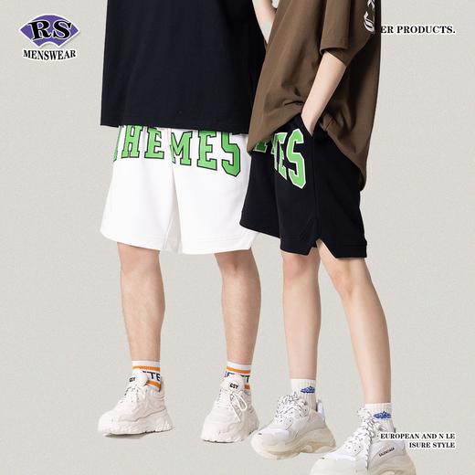 RS男装|2023夏季300g字母发泡胶浆印花短裤欧美运动潮牌休闲裤男 商品图1