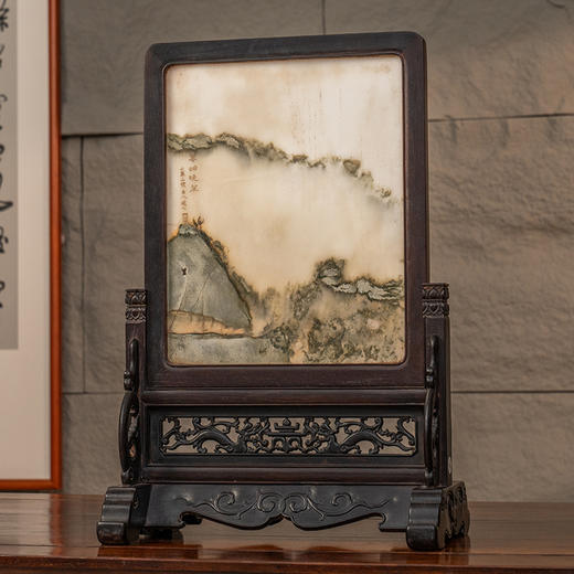 清 红木镶云石插屏 商品图4