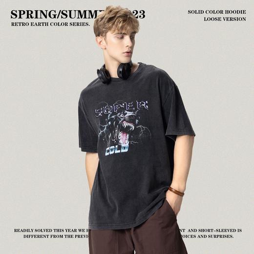 RS男装|2023夏季270克重磅洗水做旧复古潮牌纯棉百搭休闲男士短袖 商品图1