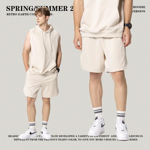 RS男装|2023夏季男女纯色连帽无袖T恤个性潮流坎肩休闲套装背心男 商品图4