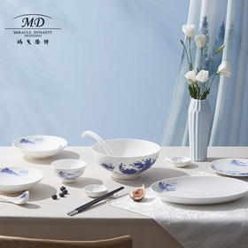 【玛戈隆特】梦里水乡骨瓷餐具套装6人家用中式简约创意风碗碟餐盘饭