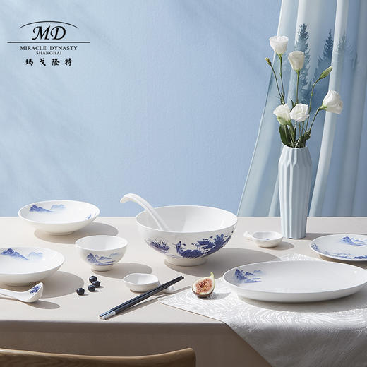 【玛戈隆特】梦里水乡骨瓷餐具套装6人家用中式简约创意风碗碟餐盘饭 商品图0
