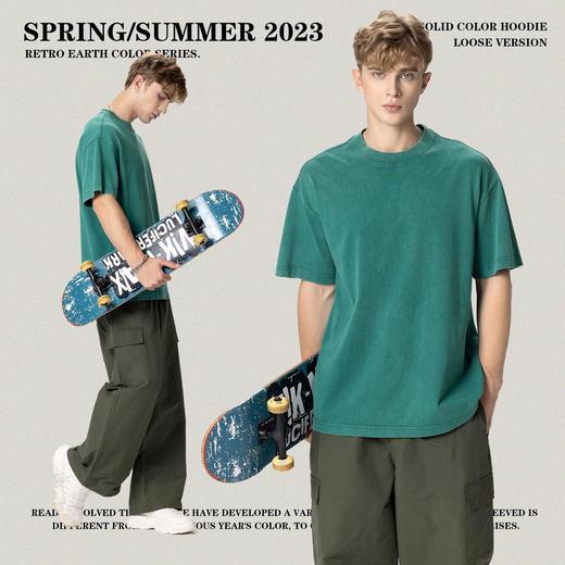 RS男装|2023春夏270g水洗盐炒做旧短袖欧美复古宽松潮牌T恤男跨境 商品图4