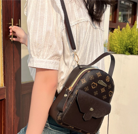 花料背包2023黛唯梵时尚双肩包女包包女清新甜美学生书包