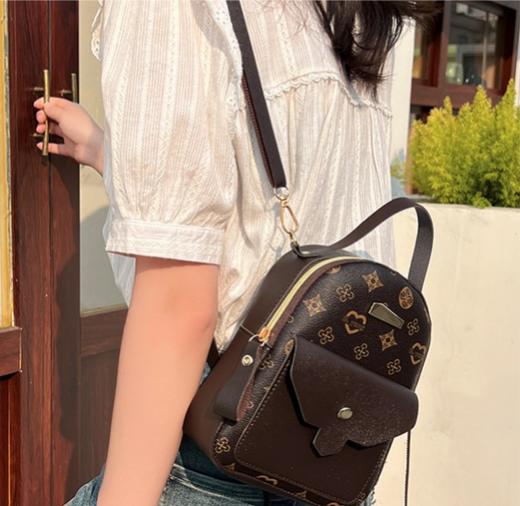 花料背包2023黛唯梵时尚双肩包女包包女清新甜美学生书包 商品图0