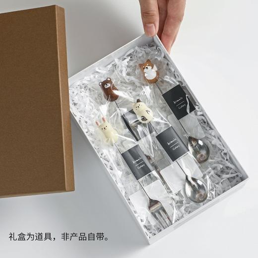 日本牌 Animal系列实木动物头叉勺 不锈钢餐具甜品勺咖啡勺水果叉 商品图6