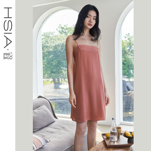 遐法式家居服女仿真丝法国缎一字领抹胸式睡裙夏季性感吊带裙女 商品图0