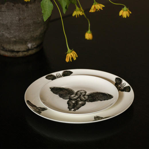 稀奇艺术《光辉天使套盘》餐厅装饰天使骨瓷圆盘两只套装 商品图1