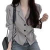 【韩国chic秋季西装外套】简约气质翻领三粒扣 抽绳收腰显瘦长袖西装外套上衣  优质面料不易变形 版型好显气质 商品缩略图4