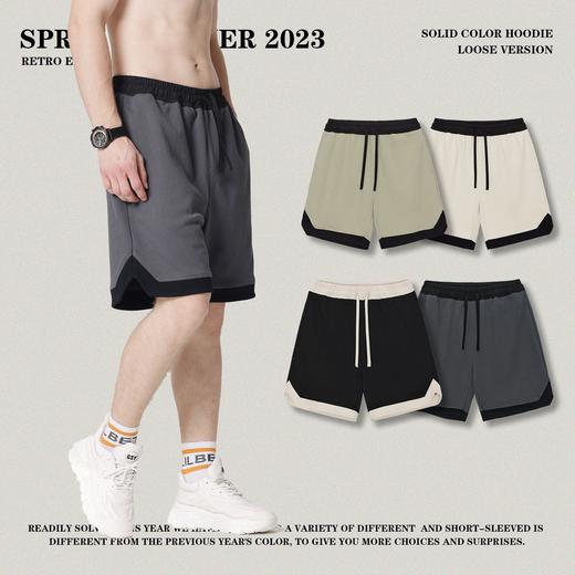 RS男装|2023夏季385g新款拼接梭织撞色短裤欧美街头潮牌ins休闲裤 商品图2