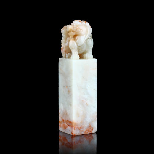 孤品014659:老挝石桃花冻貔貅钮方章-3.5*3.4*13.8cm 商品图1