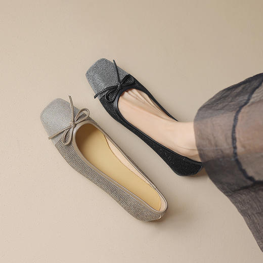 舒适百搭，圆头镶钻平底单鞋WXJ-W8013 商品图5