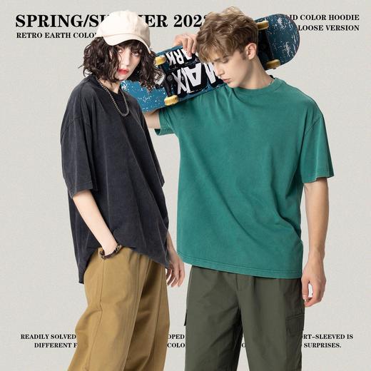 RS男装|2023春夏270g水洗盐炒做旧短袖欧美复古宽松潮牌T恤男跨境 商品图0