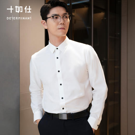 十如仕100%新疆棉小方领免烫长袖衬衫-202-01 商品图1