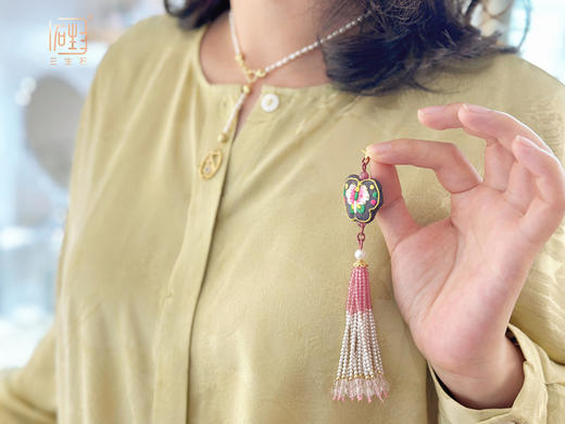 “爱的记忆”系列小米珍珠国风绣片流苏多用项链 商品图8